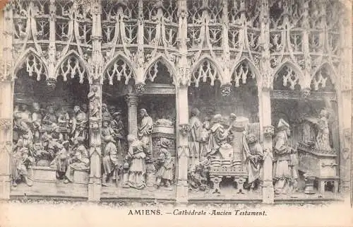 C014 Frankreich, Amiens La Cathedrale Ancien Testament Vintage Postkarte