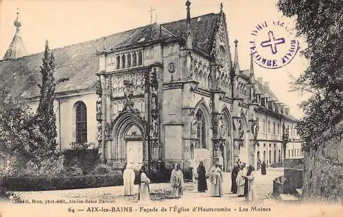 C010 Frankreich, Aix Les Bains Facade de L'eglise d; Hautecombe Vintage Postkarte