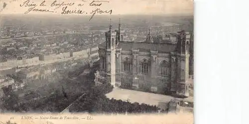 C016 Frankreich, Lyon Notre-Dame de Fourvière Vintage Postkarte