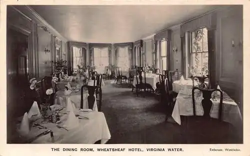 A896 England Virginia Water Whatsheaf Hotel Esszimmer RPPC Postkarte