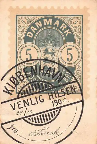A897 Dänemark 1902 Philatelistisches Interesse Wappen Briefmarke gestempelt Postkarte