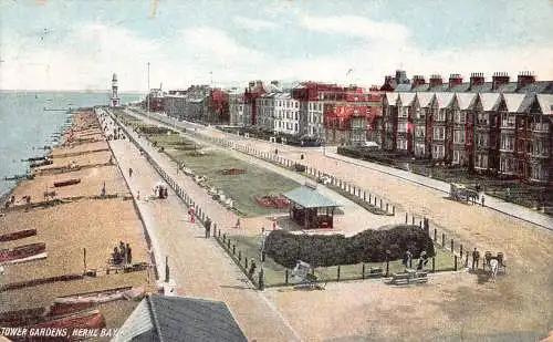A891 England 1908 Tower Gardens Herne Bay Vintage Postkarte