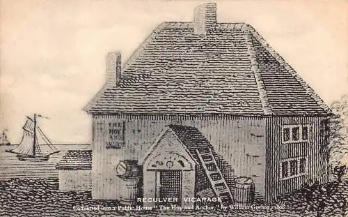 A891 England Reculver Vicarage Public House Hoy and Anchor Vintage Postkarte