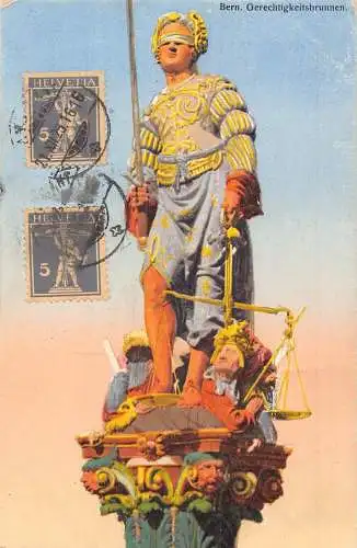 Schweiz 1926 Bern Gerechtigkeitsbrunnen Brunnen Statue Vintage Postkarte