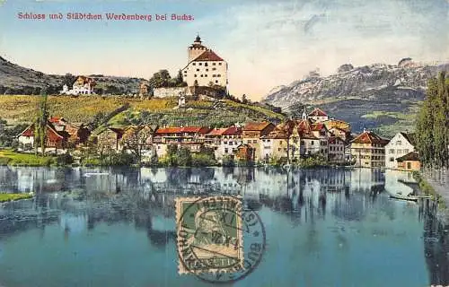 Schweiz 1926 Schloss Staedtchen Werdenberg bei Schloss Buchs Vintage Postkarte