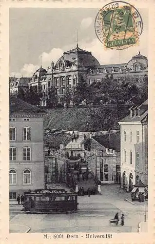 Schweiz 1926 Bern Universität Tram Schild Werbung Longines Vintage Postkarte