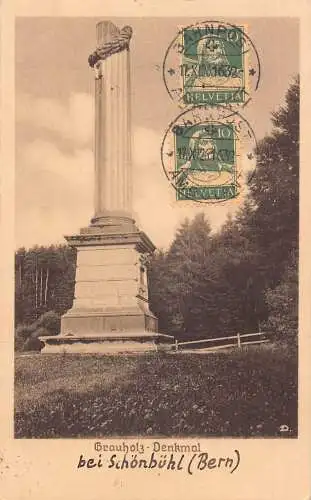 Schweiz 1926 Grauholz Denkmal bei Schönbühl Denkmal Vintage Postkarte