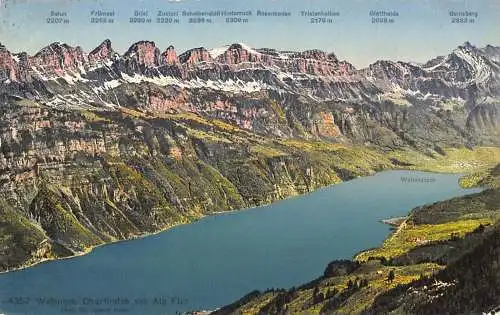 Schweiz 1927 Wallensee Churfirsten von Alp Firz Seegebirge Postkarte