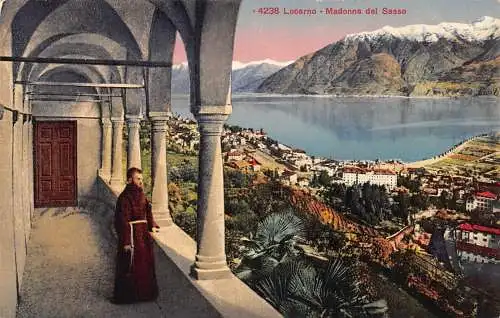 Schweiz 1927 Locarno Madonna dei Sasso Abtei Vintage Postkarte