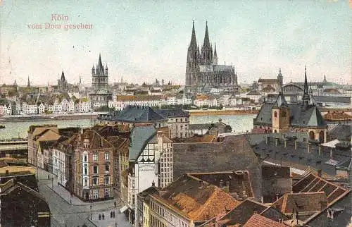 A059 Deutschland 1910 Köln Kölner Dom Panoramablick Vintage Postkarte
