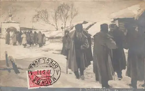 L326 Russland 1911 zur Kirche Winter Jahrgang Postkarte