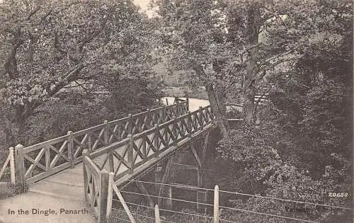 A058 Wales 1904 Im Dingle Penarth Holzbrückenwald Vintage Postkarte