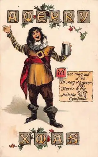 A055 Weihnachtsgrüße 1906 Mistelbier Toast hier geht's an den König Postkarte