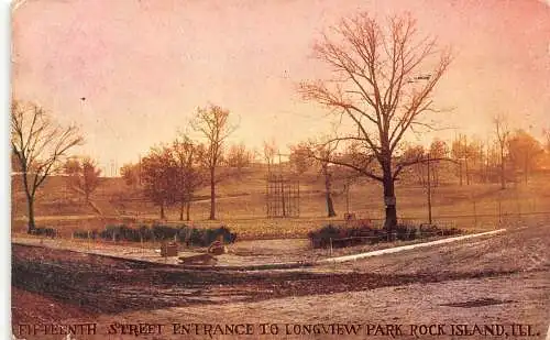L312 US Illinois 1914 15th Street Entrance Park Rock Island Vintage Postkarte