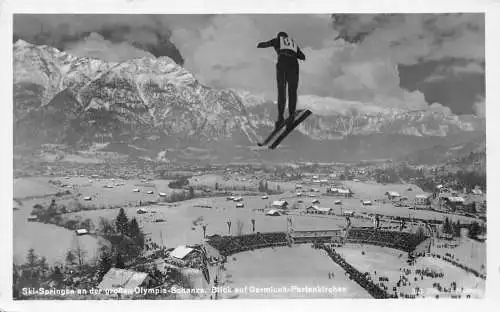 L310 Deutschland 1951 Skispringer Großen Schanze Garmisch Partenkirche Postkarte
