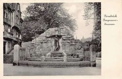 L310 Deutschland 1936 Osnabrück Bergmanns Brunnen Brunnen Vintage Postkarte