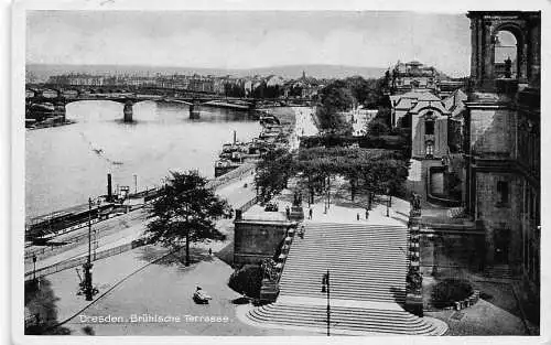 L310 Deutschland 1940 Dresden Brühlsche Terrasse Brücke Feldpost WWII Postkarte