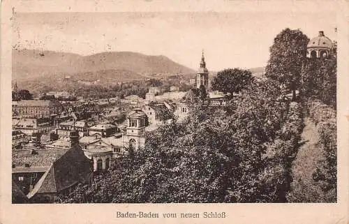 L310 Deutschland 1922 Baden Baden aus Neuem Schloss Vintage Postkarte