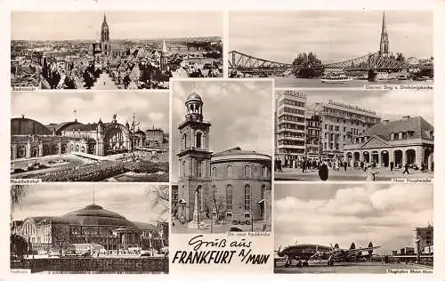 L310 Deutschland 1952 Gruss aus Frankfurt a M Paulskirche Festhalle RPPC Postkarte
