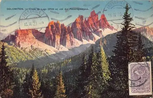 L146 Italien 1920 Dolomiten Berge Croda da Lago Vintage Postkarte