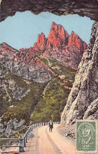 L145 Italien 1920 Dolomiten Falzarego Tunnel mit Striakofel Vintage Postkarte