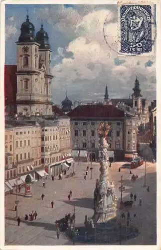 L145 Österreich 1920 Linz a Donau Kaiser Franz Josef-Platz Vintage Postkarte