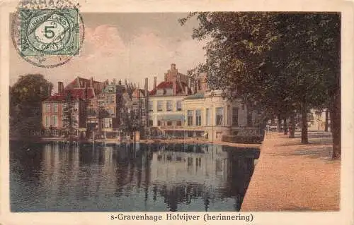 L143 Niederlande 1922 s - Gravenhage Hofvijver Herinnering Vintage Postkarte