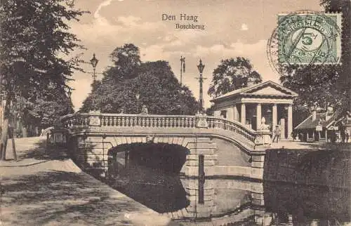 L143 Niederlande 1922 Den Haag Boschbrug Brücke Vintage Postkarte