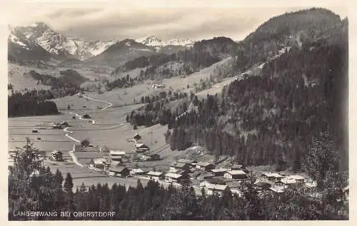 A074 Deutschland Langenwang bei Oberstdorf RPPC Dorf Berge Postkarte