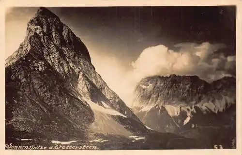 A073 Österreich Sonnenspitze a Wetterstein Mountain Peak Vintage Postkarte