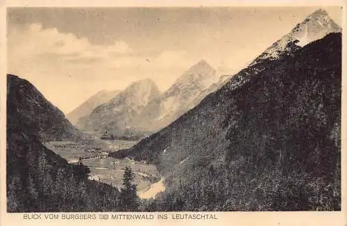 A071 Deutschland Blick vom Burgberg bei Mittenwald Ins Leutaschtal Berg Postkarte