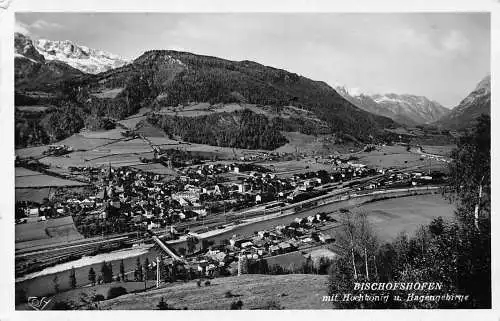A071 Österreich Bischofshofen Hochkönig Hagengebirge Gesamtansicht RPPC Postkarte