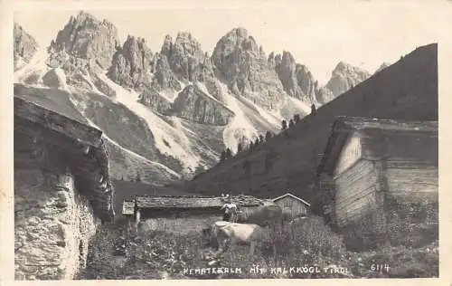 A071 Österreich 1924 Kemateralm mit Kalkkoegl Tirol Bauernhof Kühe Bauer Postkarte