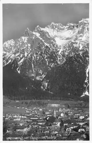 A070 Deutschland 1936 Mittenwald mit Karwendelgebirge 2335m RPPC Postkarte