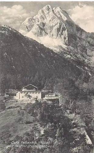 A070 Österreich 1928 Cafe Felseneck 1100m mit Wettersteinberg Vintage Postkarte