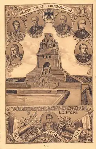 A068 Deutschland 1913 Volkerschlacht Denkmal Leipzig 100th Anniv Portraits Postkarte