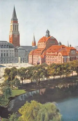 A068 Deutschland Kieler Rathaus Staatstheater Vintage Postkarte