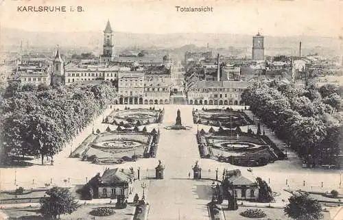 L168 Deutschland 1906 Totalansicht Karlsruhe Panoramablick Vintage Postkarte