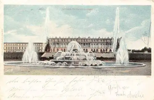 L169 Deutschland 1902 Schloss Herrenchiemsee Schlossbrunnen Litho Vintage Postkarte