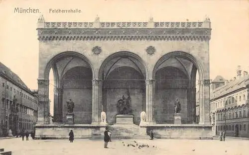 L170 Deutschland München München Feldherrnhalle Statuen Vintage Postkarte