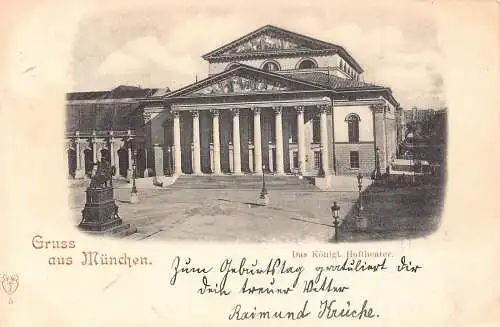 L169 Deutschland 1909 Gruss aus München Das Königl Theater Postkarte