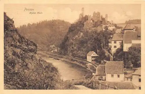 L168 Deutschland Bayern 1911 Passau Ruine Hals Burgruine Vintage Postkarte