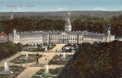 L169 Deutschland Karlsruhe i B Schloss Vintage Postkarte