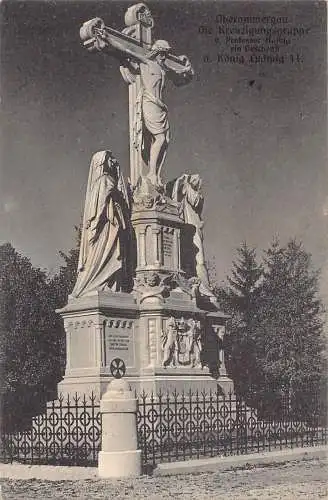 A068 Deutschland 1909 Oberammergau Die Kreuzigungsgruppe Kreuz Denkmal Postkarte