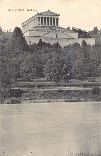A068 Deutschland 1919 Regensburg Walhalla Tempel Vintage Postkarte