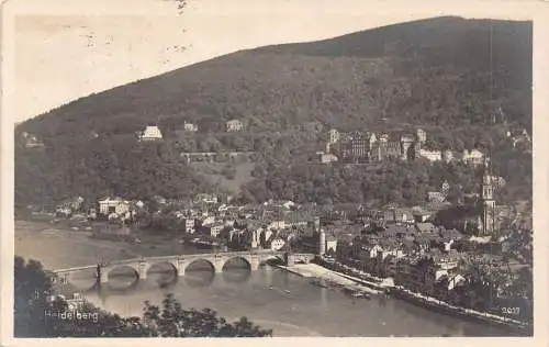 L172 Deutschland 1928 Heidelberger Brücke Fluss Vintage Postkarte