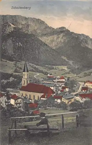 A068 Deutschland 1912 Schellenberg Kirche Panorama Vintage Postkarte