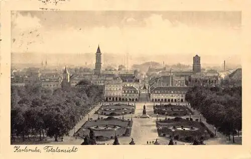 L168 Deutschland 1937 Totalansicht Karlsruhe Panoramablick Vintage Postkarte