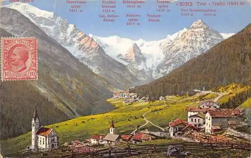 A066 Italien 1920 Tirol Trafoi Gipfel Karte Dorf Vintage Postkarte