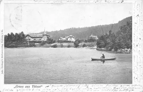 A066 Deutschland 1903 Gruss aus Titisee See Boot Fischer Vintage Postkarte